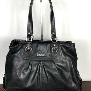 Coach Ashley Black Leather Hobo Tote Satchel Bag